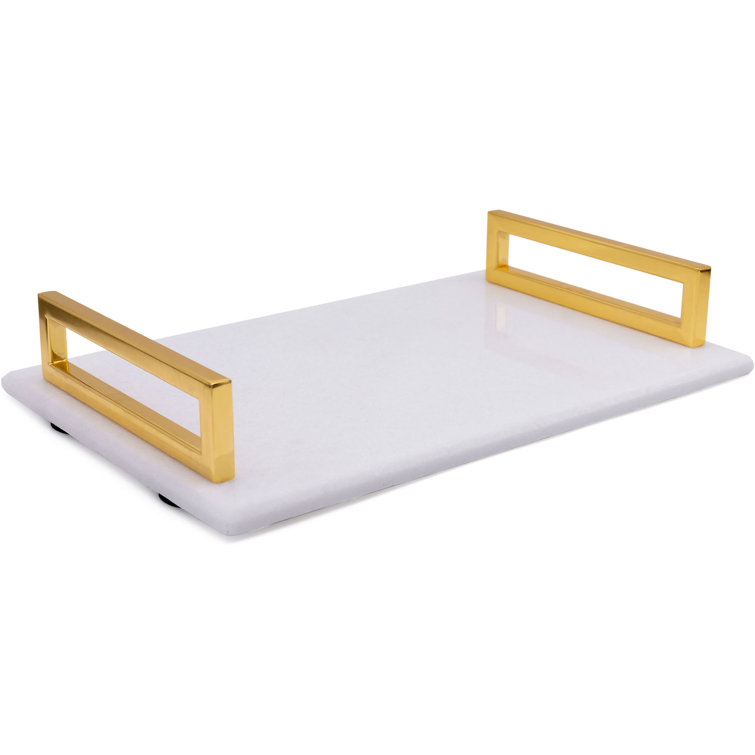 Canora Grey Vargo Marble Vanity Tray with Gold Handles Wayfair.co.uk